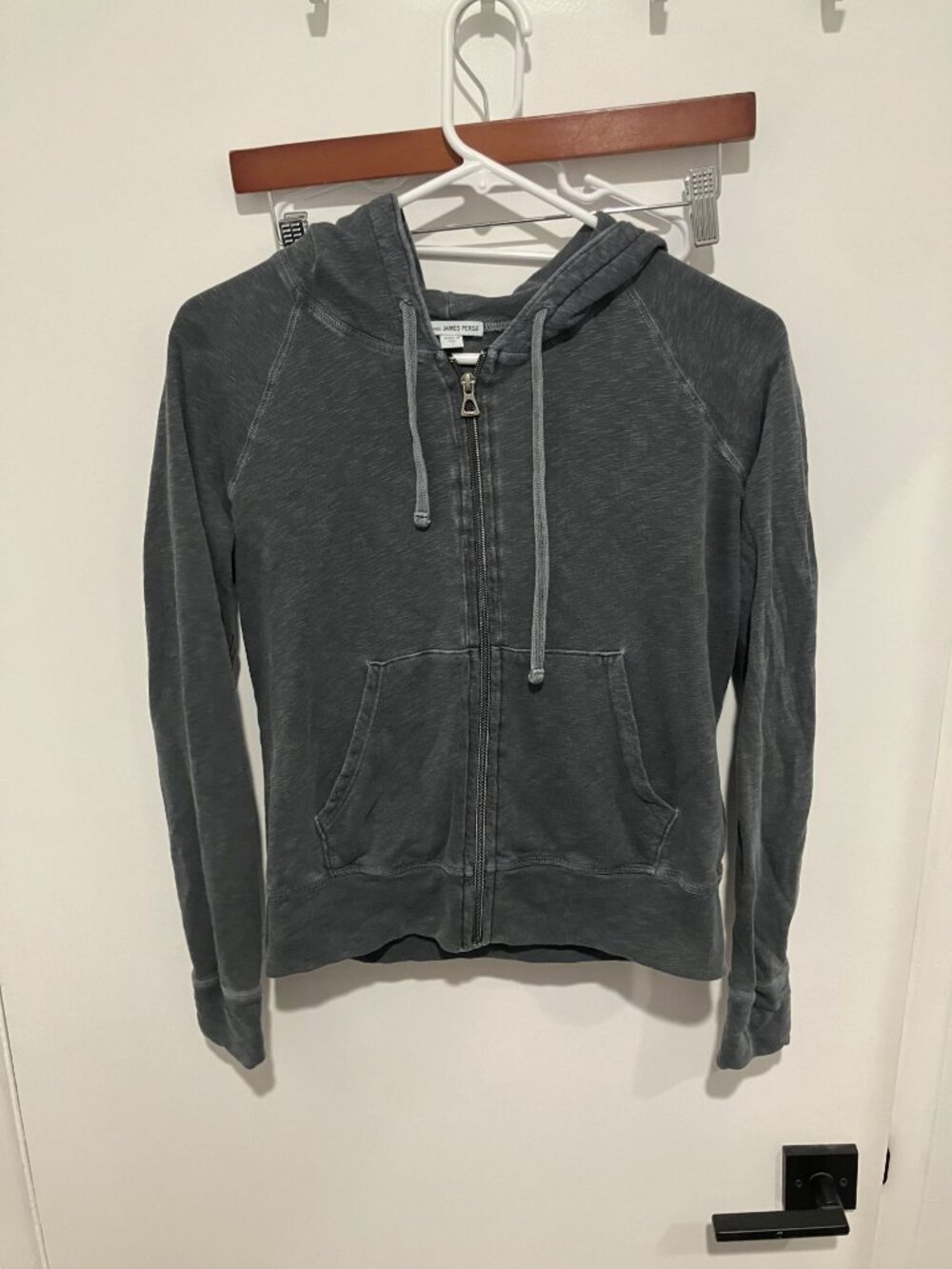James Perse Standard Vintage French Terry Zip Up Hoodie Charcoal Gray Size 1